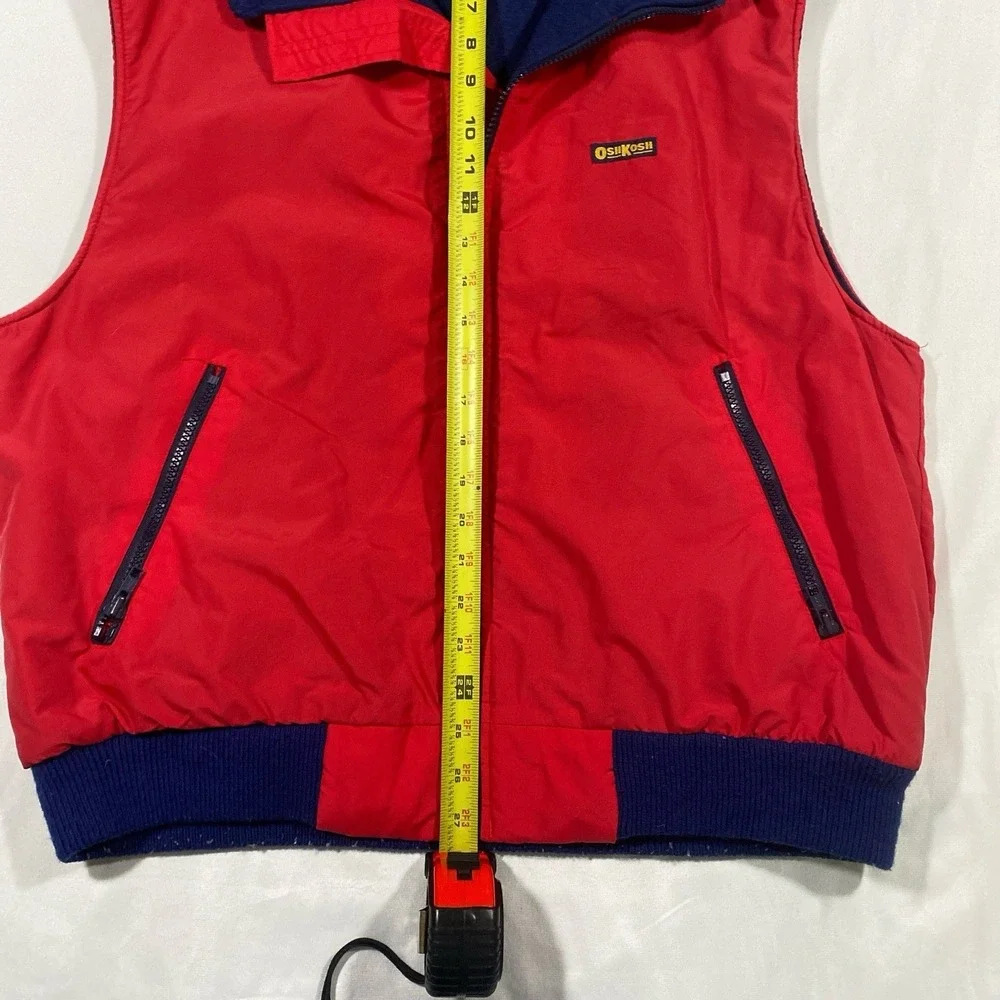 Vintage Retro Osh Kosh B'Gosh Mens‎ M Hiking Layering Zip Up Red Navy Blue Vest